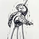 Harvest Mice - Linocut Print
