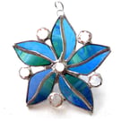 Crystal Star Flower Suncatcher Stained Glass 009 Sea-Blue