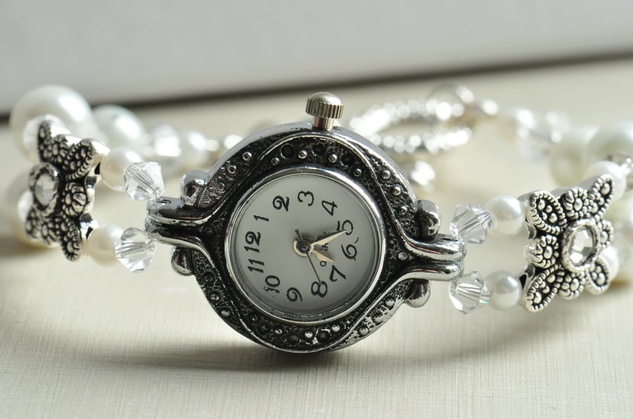 Crystal Blush Beaded Watch - RESERVED FOR EDWINA