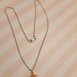 ROSE GOLD SPARROW AND SILVER CHAIN NECKLACE -BIRD -CHRISTMAS - FREE UK POSTAGE