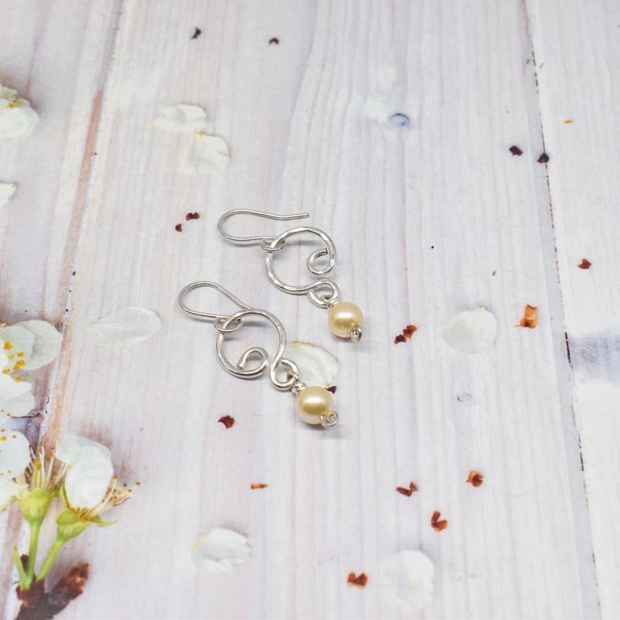 Shell Pearl and Silver Filled Earrings