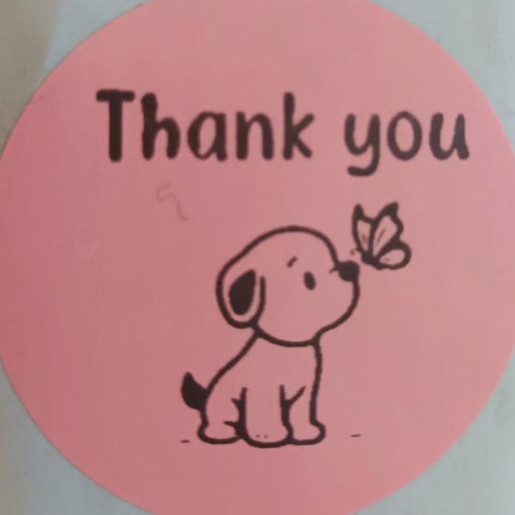 40 'Thank You' Puppy Thermal Printed Stickers (Puppy butterfly mix)