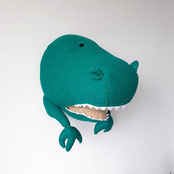 T REX - Felt Faux Taxidermy Dinosaur - Wall Mounted Animal Head