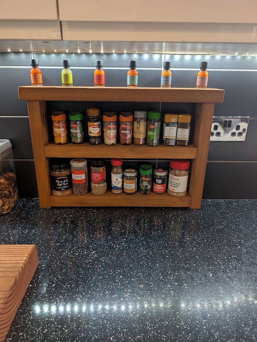 Rustic Handmade Spice Rack - Kitchen Storage - Reclaimed - Recycled Timber