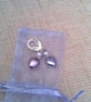 Mismatched Purple Heart and Cream Pearl Earrings, Gift for Her, Purple Heart - Image 2