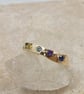 Golden Fusion Hammered Silver Ring with Cubic Zirconia - Size L - Image 4