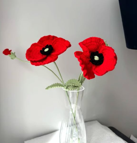 Crochet Poppy Corn Poppy Home Decoration Red Poppy