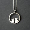 Silver mouse circle necklace