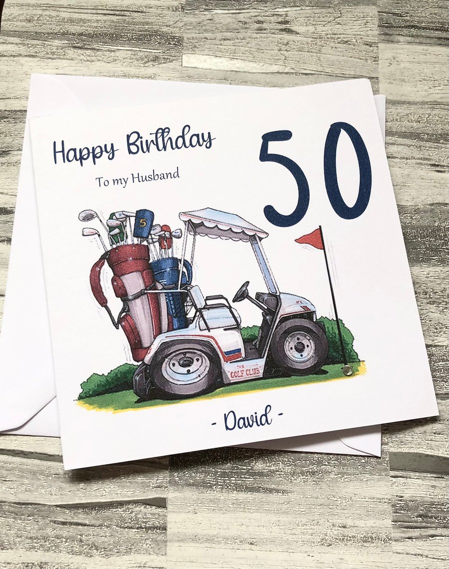 Personalised Golf Birthday Card For Him Her Happy Birthday Husband Dad Son
