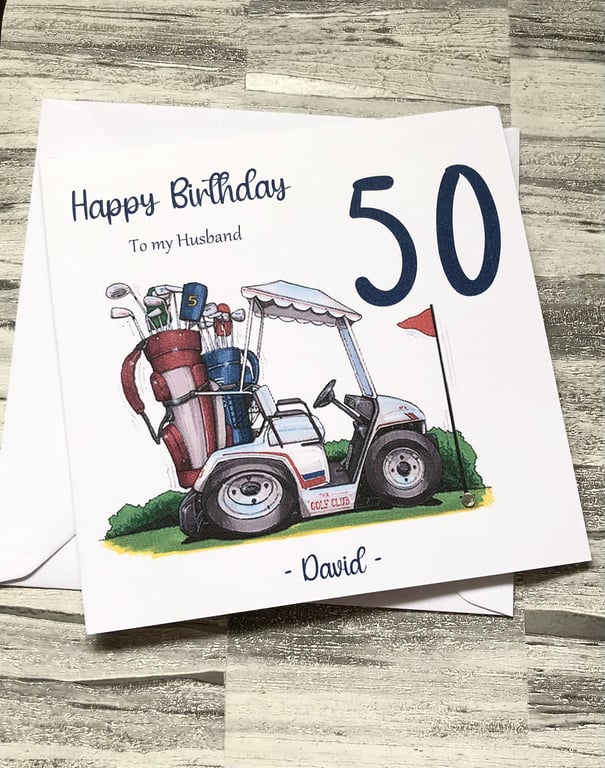 Personalised Golf Birthday Card For Him Her Happy Birthday Husband Dad Son