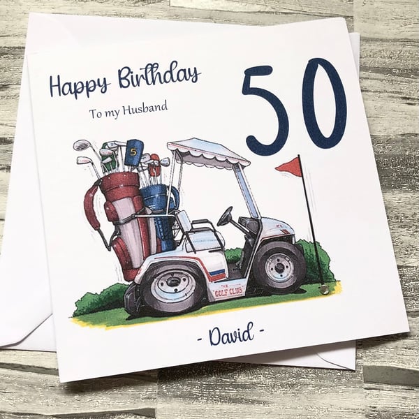 Personalised Golf Birthday Card For Him Her Happy Birthday Husband Dad Son