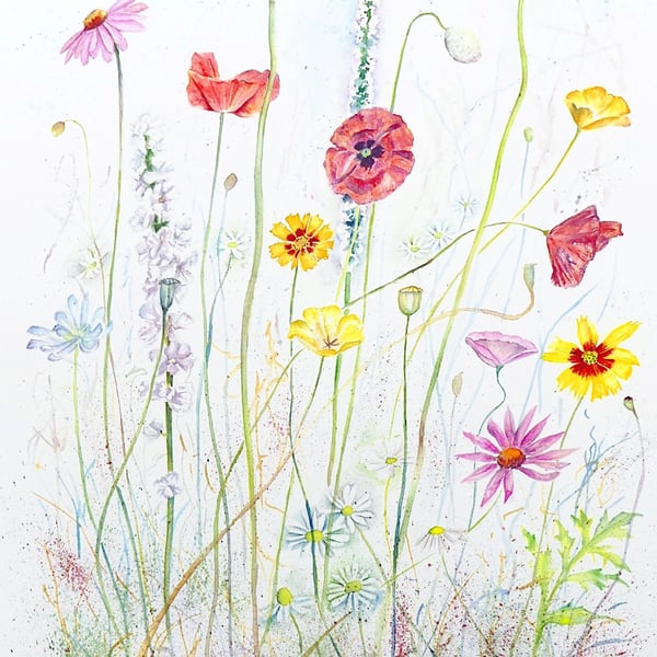 Meadow wildflower watercolour print