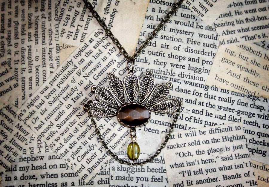 Vintage Inspired Fan Peacock Necklace