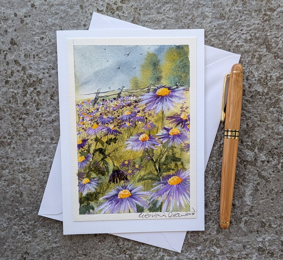 Lilac Daisies. Blank Card. Keepsake. 260192