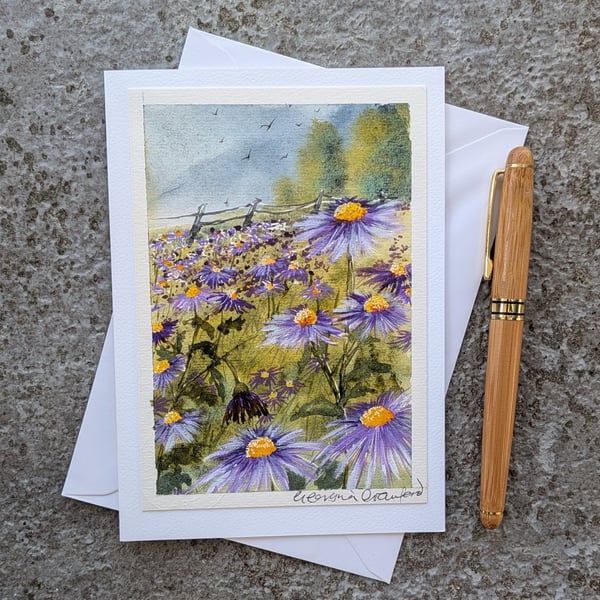 Lilac Daisies. Blank Card. Keepsake. 260192