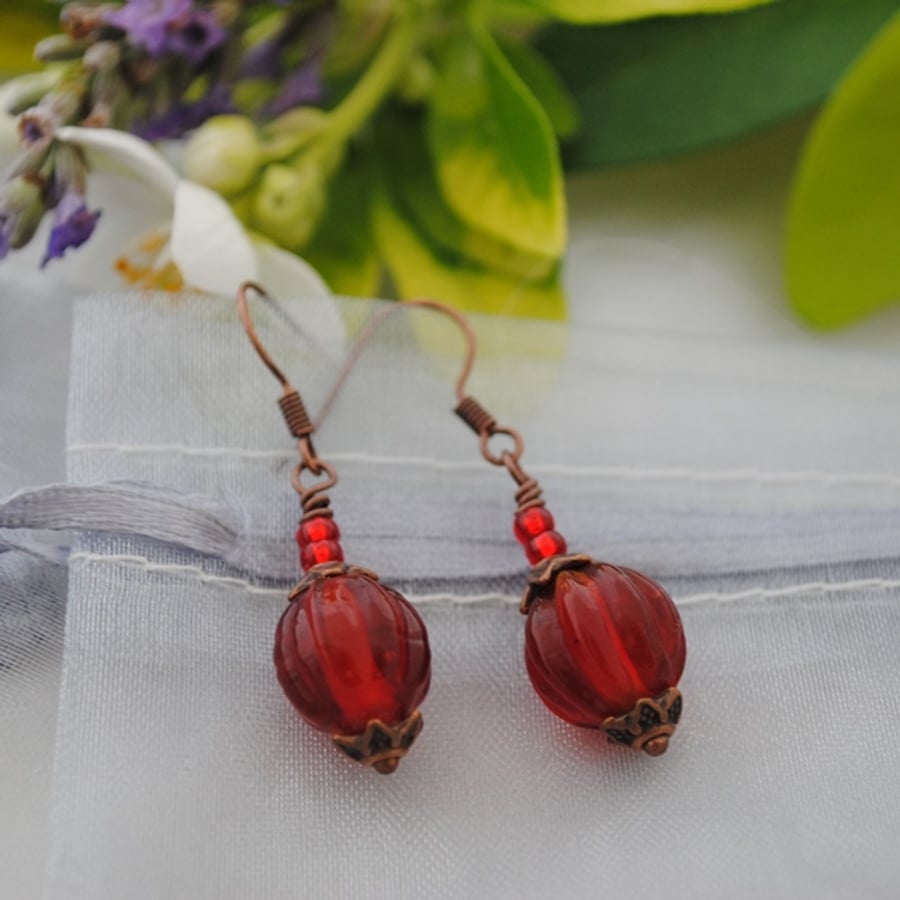 Red pumpkin earrings 