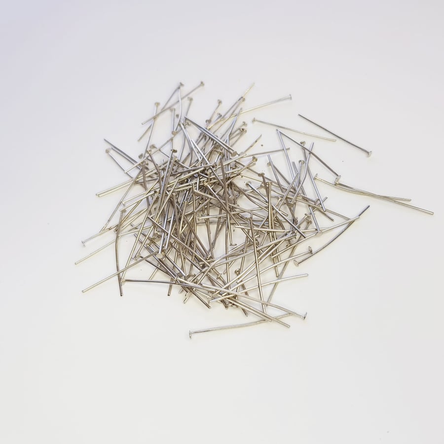 200 Pcs Flat Head Pin 30mm Silver Colour for DIY Jewellery Making Findings