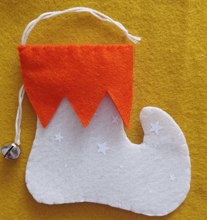 Handmade Elf Boot Christmas Cream and Orange
