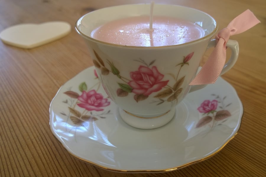 Wild Rose Teacup Candle.
