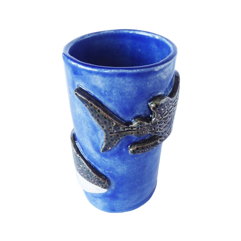 Whale Shark Ceramic Vase, Handmade Stoneware Pottery
