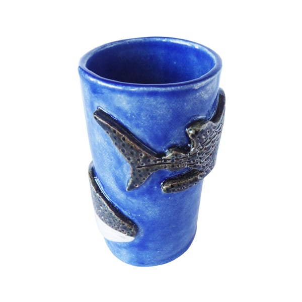 Whale Shark Ceramic Vase, Handmade Stoneware Pottery
