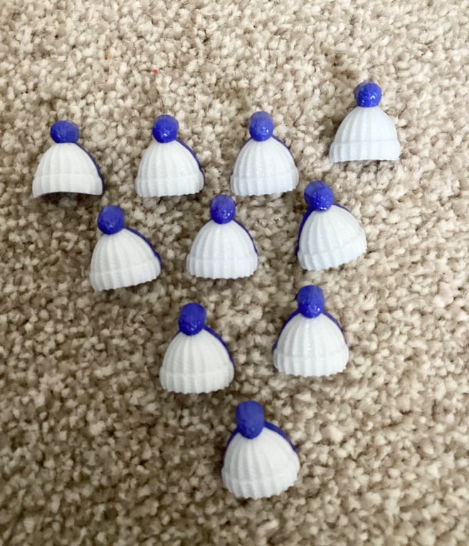Blue and white Bobble hat novelty buttons 15mm