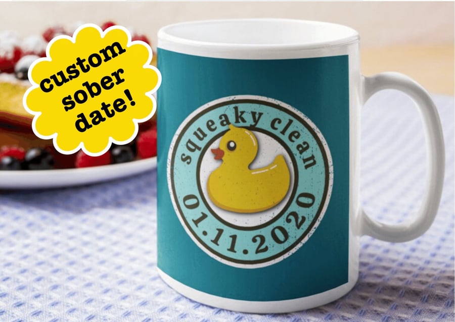 Customisable Clean & Sober Mug - Squeaky Clean Sobriety Gifts, NA Gifts Sober An