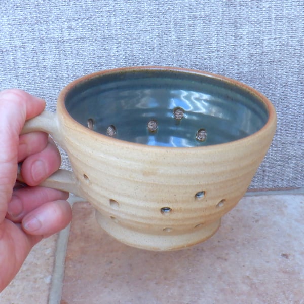 Berry bowl or colander wheel thrown stoneware pottery ceramic handmade