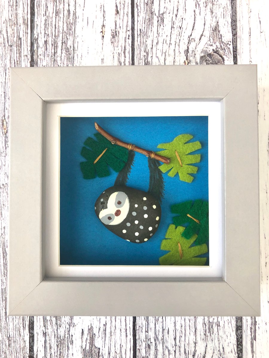 Pebble Sloth Framed Picture