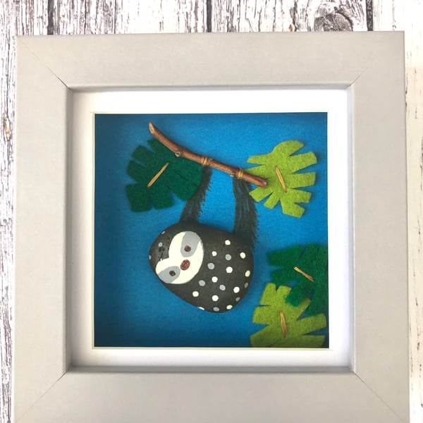 Pebble Sloth Framed Picture