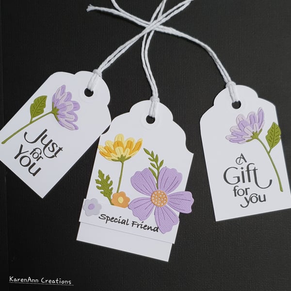 Birthday floral tags pink and lilac and special friend
