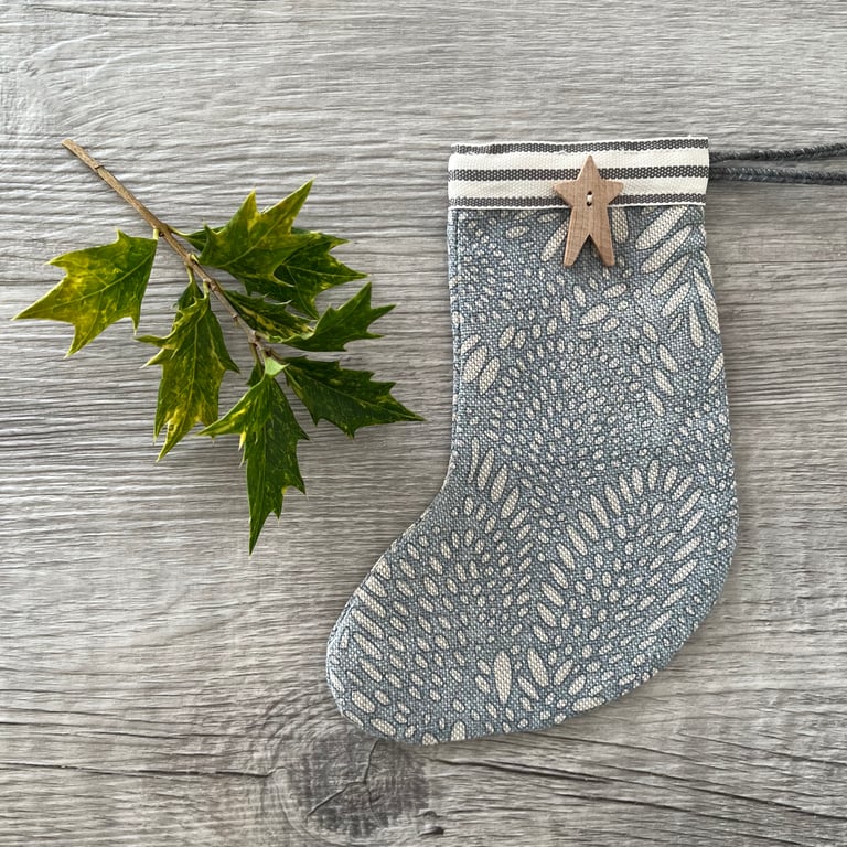 Mini Christmas Stocking Decoration in blue