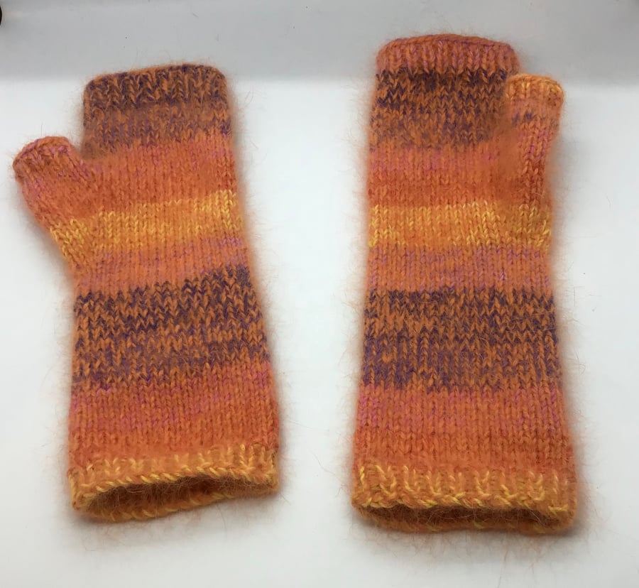 Fingerless Gloves Wrist Warmers Wool & Angora