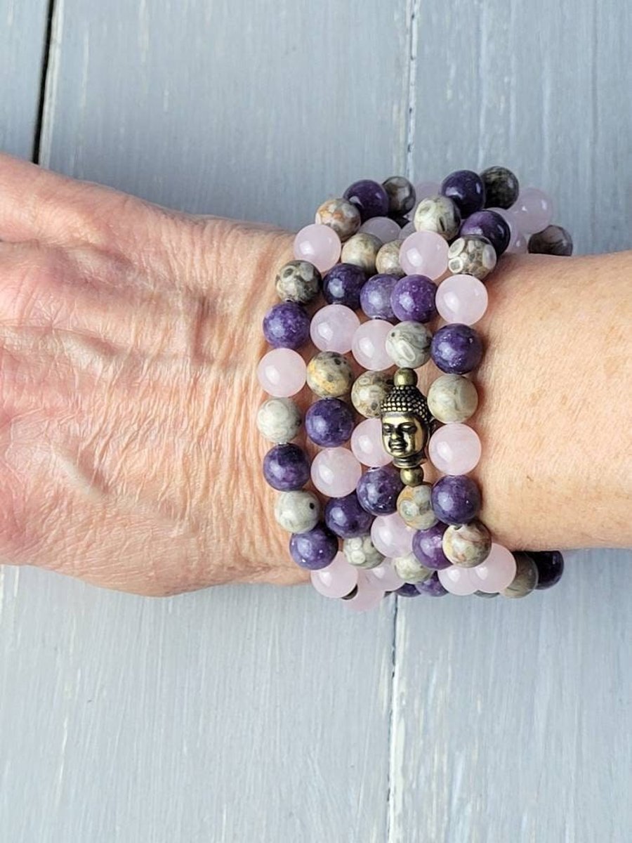 Mala Bracelet, Menopause,108 Mala Beads, Women's Crystal Healing Gemstone Mala  