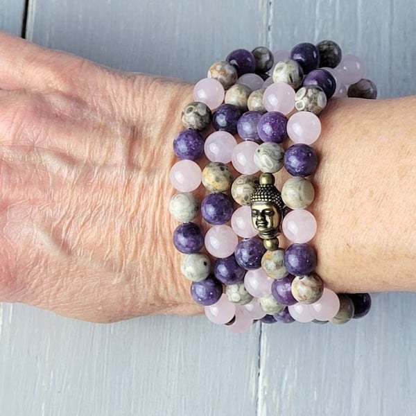 Mala Bracelet, Menopause,108 Mala Beads, Women's Crystal Healing Gemstone Mala  