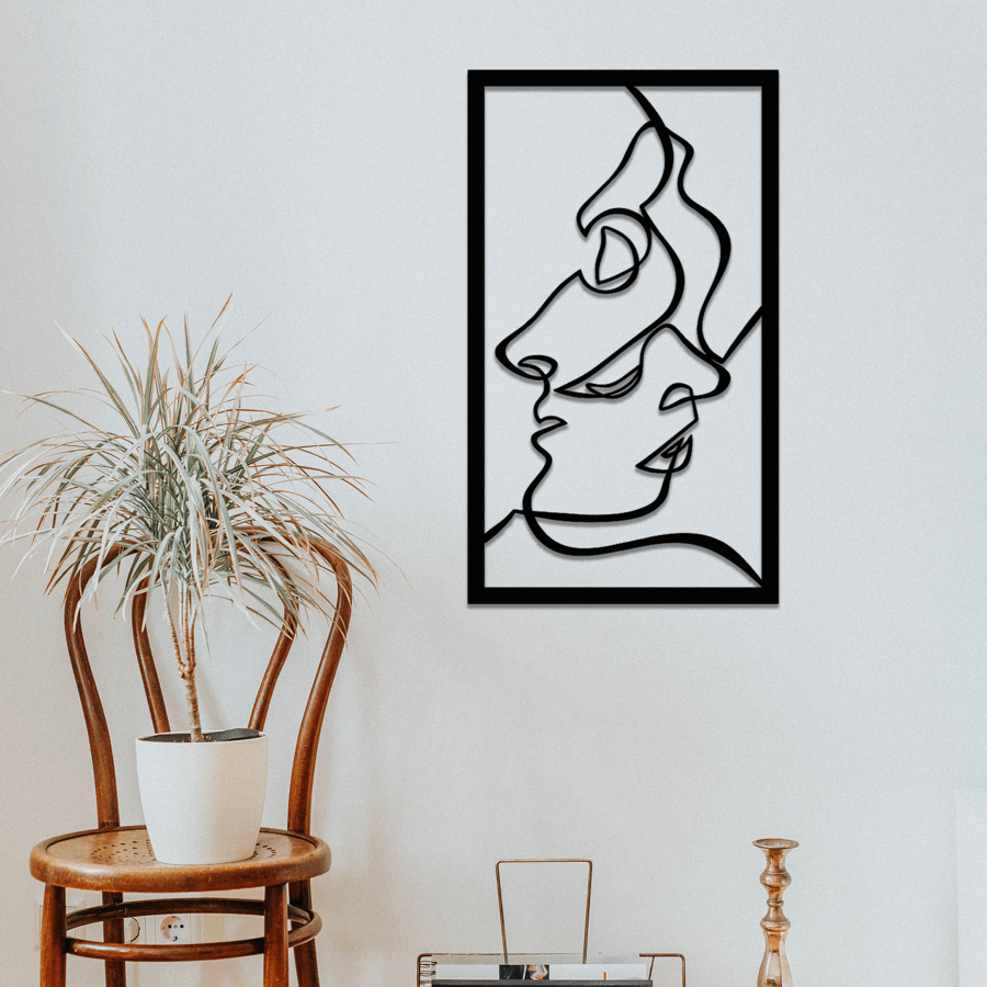 Unique Faces Wooden Line Art Contemporary Wal... Folksy