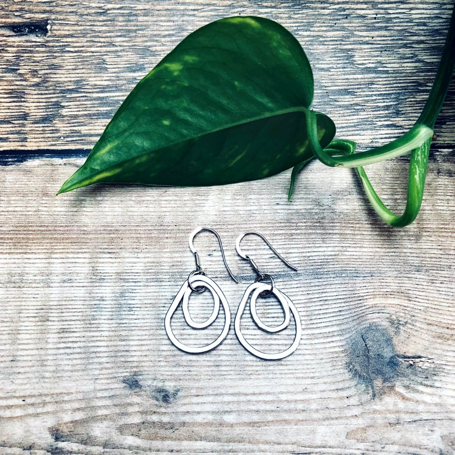 Stepping Stones - Silver earrings - uk craft - wonderfully wonky jewellery