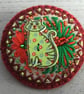 Hand Embroidered Floral Cat Brooch - Image 1