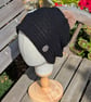 Black Crochet Beanie Hat with decorative flowers  - Image 2