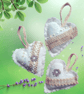Set of 3 Handmade Lavender Heart Hanging Sachet Bags