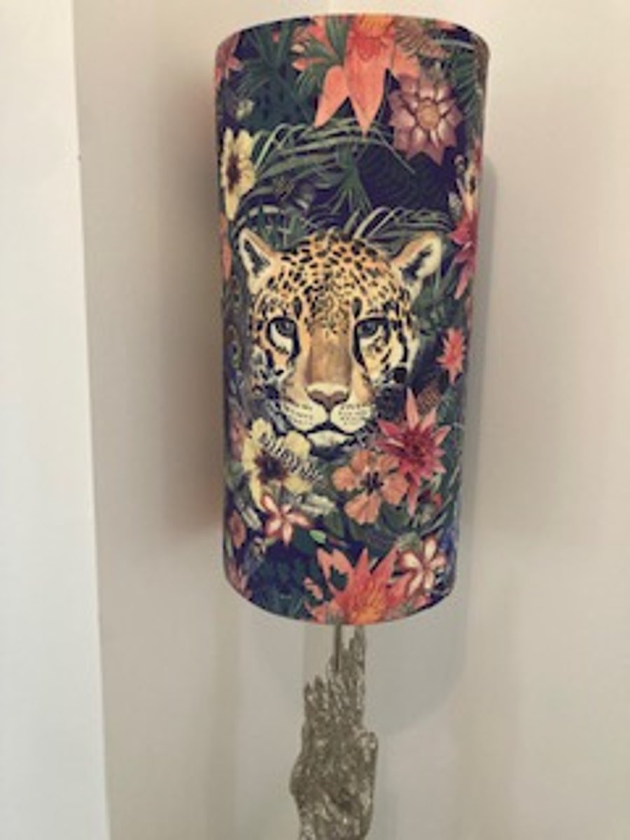Tall Lampshade with leopard hiding in the jungle