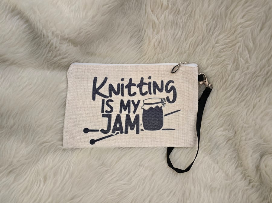 Small zipped project bag - Knitting is my Jam