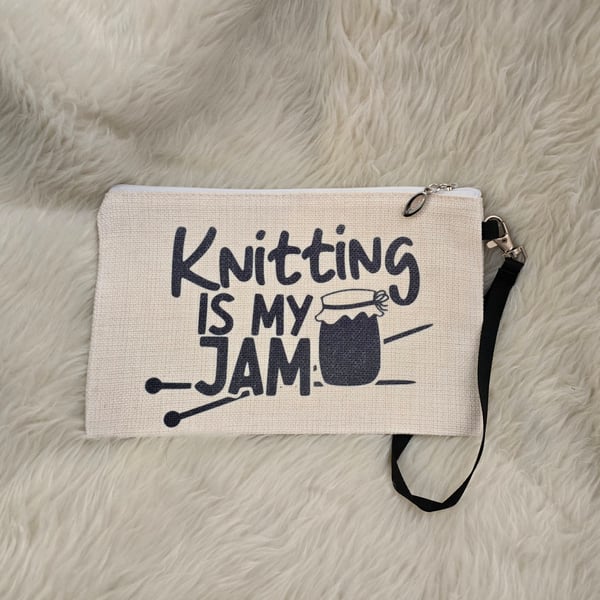 Small zipped project bag - Knitting is my Jam