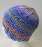 Ombre blue stripey chunky beanie hat for an adult - Image 3