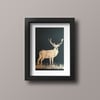 Original Red Deer Stag copper lino print (unframed)