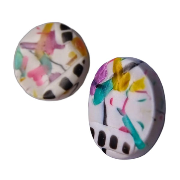 Graffiti Polymer Clay Stud Earrings – Handmade