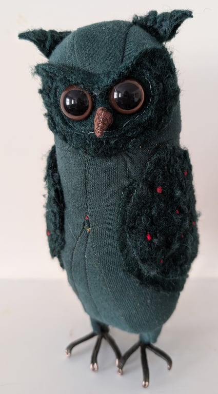 Owl inspired soft sculpture ornament 