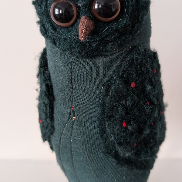 Owl inspired soft sculpture ornament 