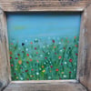 Meadow view - Original painting with handmade rustic frame