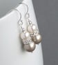Champagne Pearl and Crystal Drop Earrings - Bridesmaid Gifts - Wedding Jewellery
